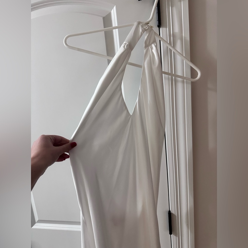 Show Me Your MuMu Ivory Satin Halter Slip Dress - Picture 6 of 6